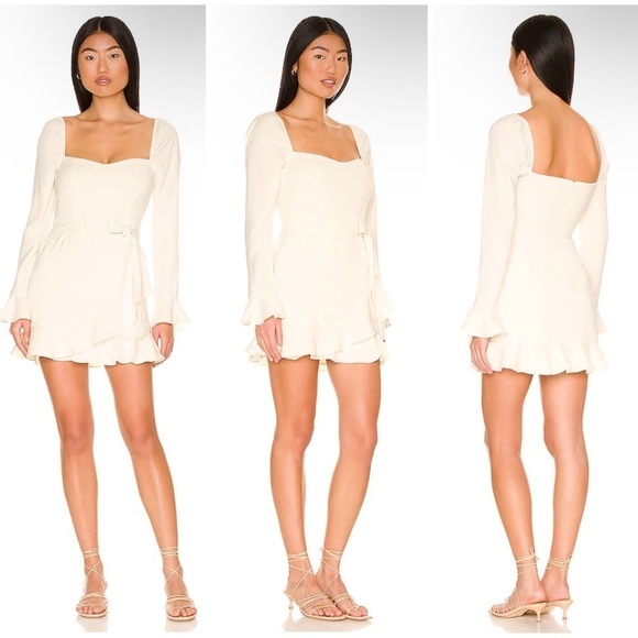 More To Come Khloe Ruffle Sleeve Mini Dress in Ivory Size XXS - Picture 1 of 12